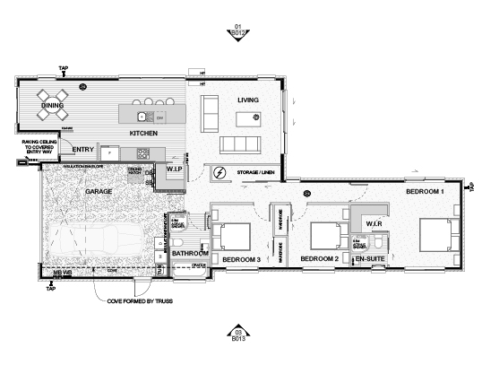 Single storey floor plan as supplied