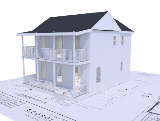 The same double storey home in 3D